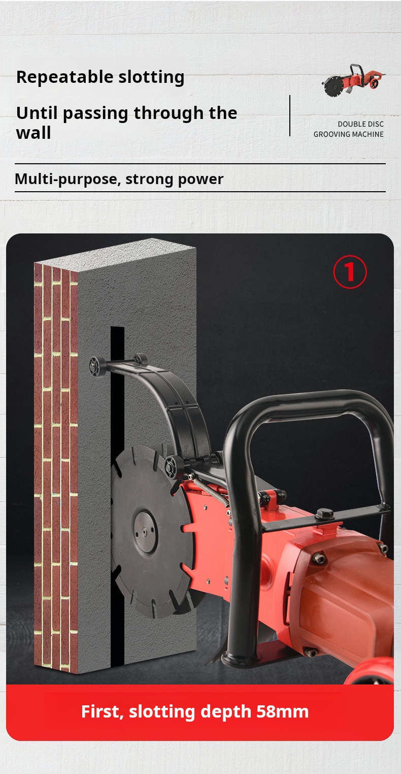 360° Wall Cutter Tools Cutting Depth 58mm Dust-Free Wall Groove Cutter