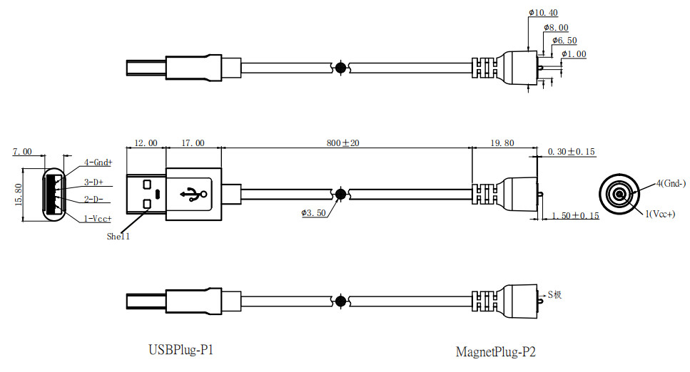 Circular Magnetic Wire Connector 3A 12V Magnetic Data Connector
