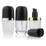 Cosmetic Packaging 30ml Square Foundation Glass Bottle With Black Pump Skin Care