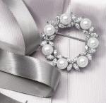 Gold Plated Leaf Circle White Pearl Brooch 925 Silver Luxury Brooches For Women