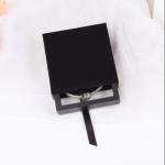 Square PE Film Jewelry Box Art paper Dustproof Black Jewelry Box With Drawers