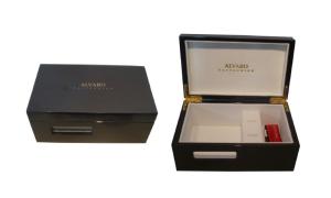 Quality Water Painting Present Gift Boxes, Keepsake Wooden Box With Velvet For Ring / Earring wholesale