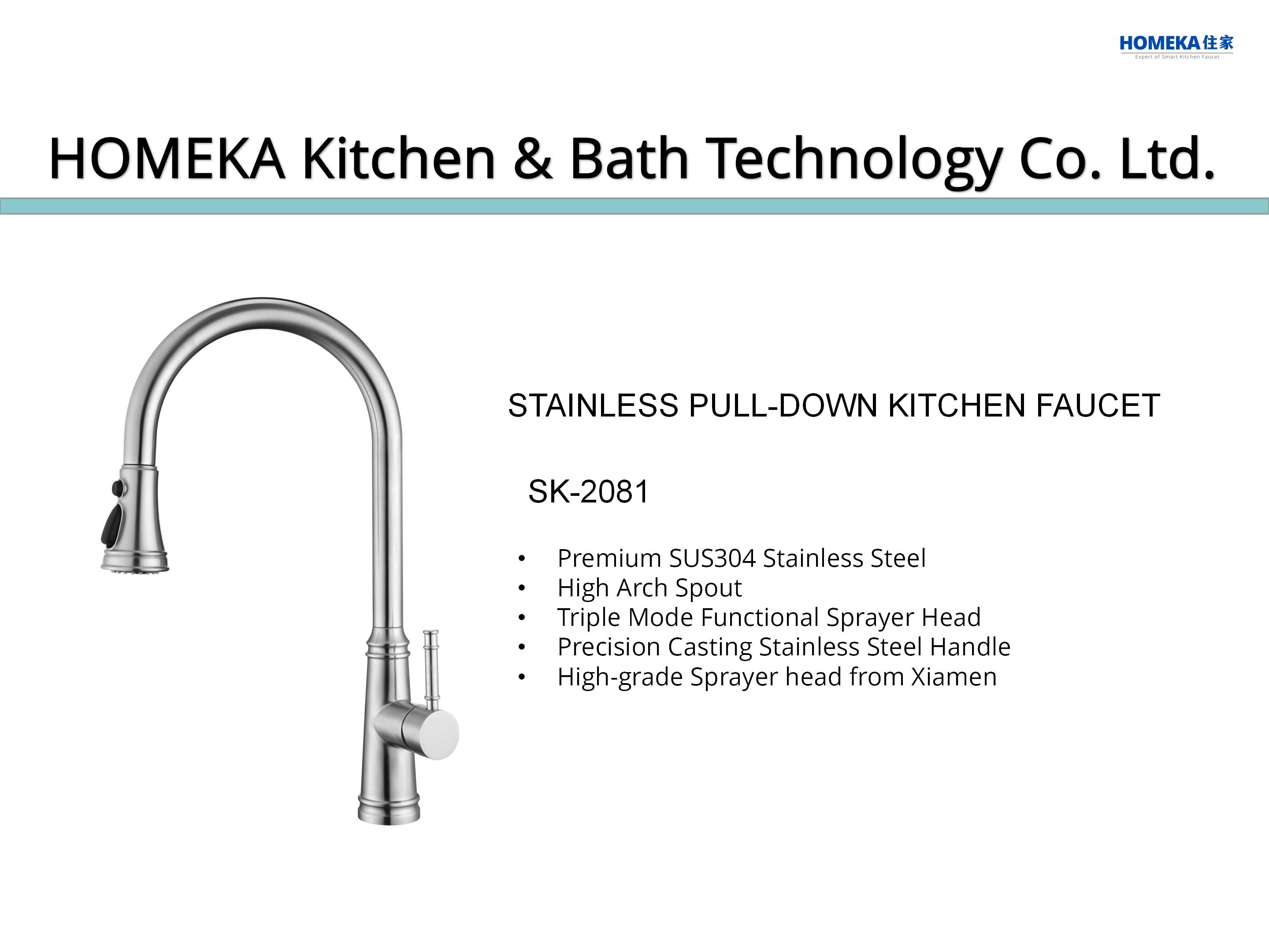 SUS304 Stainless Steel Pull Out Sink Mixer Tap 3 Mode Sprayer Monobloc Kitchen Taps