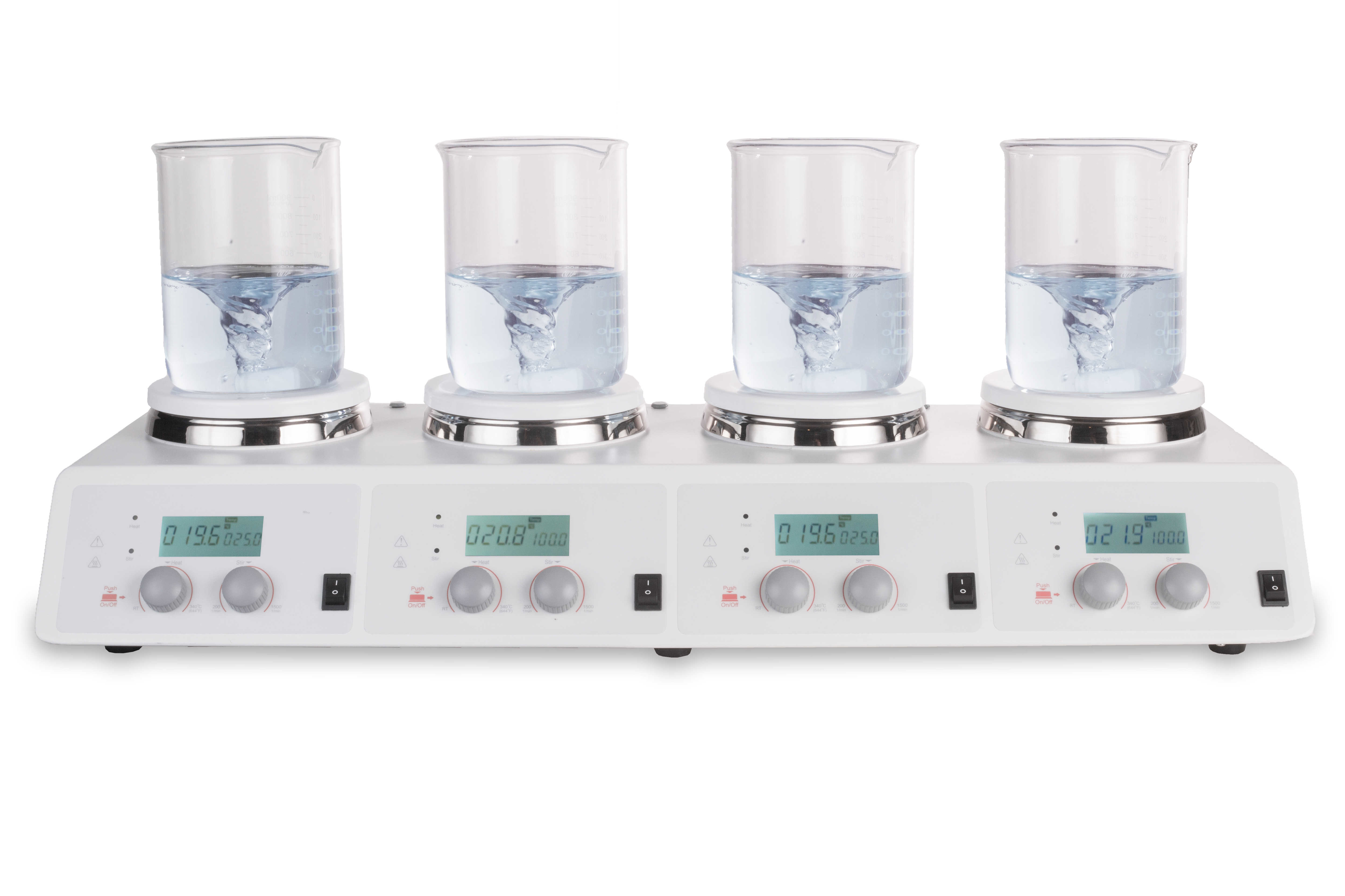 LCD 4 - Channel Digital Magnetic Hotplate Stirrer With 5 Inch Hotplate