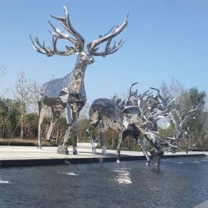 Quality Custom Stainless Steel Deer Art Metal Sculpture For Hotel Garden Decoration wholesale