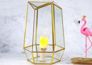 Quality Creative glass artifact wind lamp candlestick wedding candle pendulum Nordic style bronze glass greenhouse decoration wholesale
