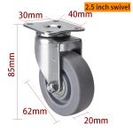 2 Inch Rigid Caster Wheels 35kg Mini Swivel Casters 2625P-56
