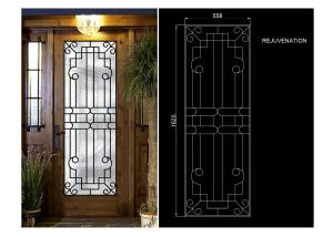 Quality Rust Prevention Wrought Iron Glass Door Inserts , Hollow Iron Glass Doors wholesale