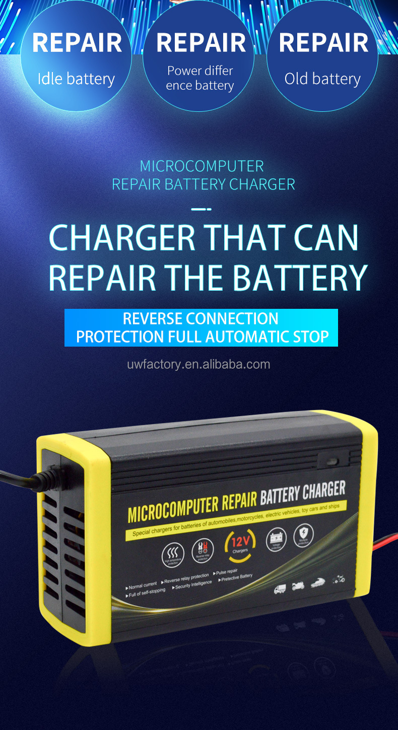 12V/24V Car Battery Charger Motor Smart Fast Power Charge Adapter Moto Lead Acid Storage Cell Auto Battery Charging