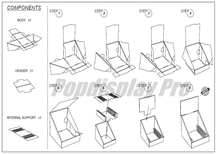 Lightweight Paper Pdq Tray Display For Household Product Environmental Friendly