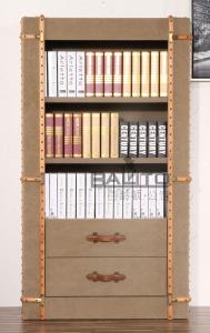 Quality classical old style antique grey canvas fabric bookcase furniture wholesale