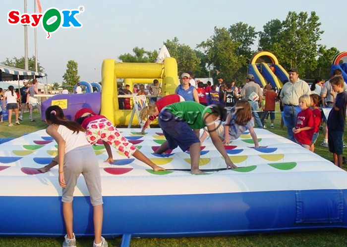 Inflatable Outdoor Games Blue And White Inflatable Sports Games / Advertising 3D Inflatable Twister Mattress
