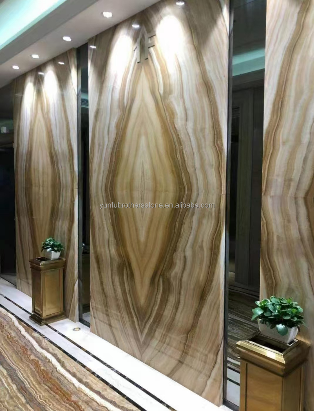 Hot Polished Onyx Big Slab Sheet Book Match for Translucent Stone Veneer Backlit Wall