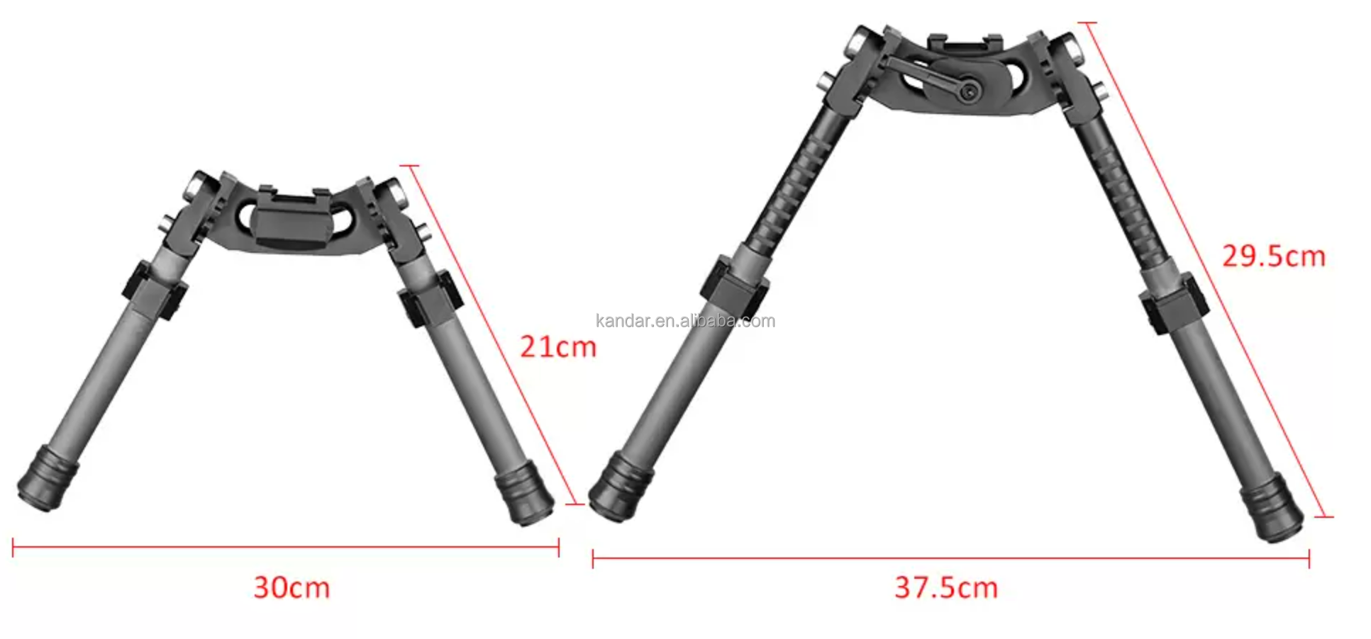 Adjustable Retractable Bipod for 22mm Hunting Scope Center Height 18-25cm Aluminium