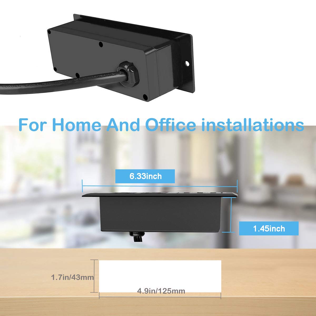 Standard Grounding Smart USB Power Recessed Desk Outlet For Office 120V