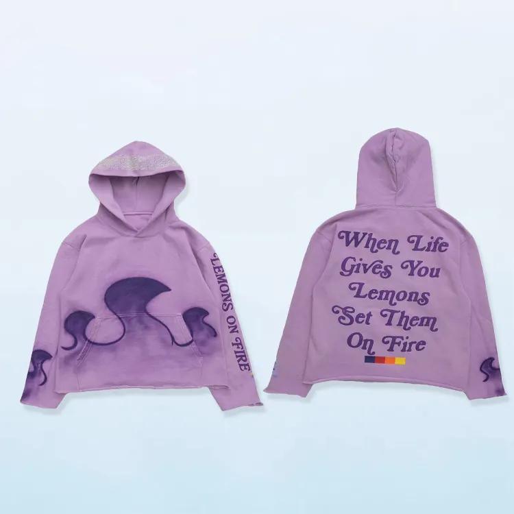 Custom Puff Print Hoodies Flared Stacked Sweatsuits Mens Hoodie