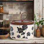 200ml Retro Floral Ceramic Storage Jar for Food Tea Sealed PC Design Dish and