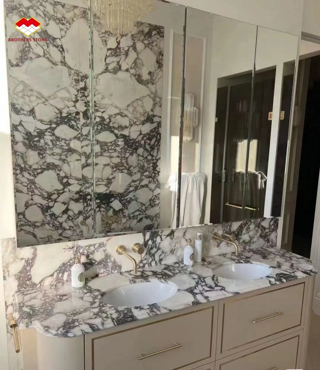 Hotel Decoration Afyon Violet Arabescato Venato Marble Slabs with Calacatta/Calcutta