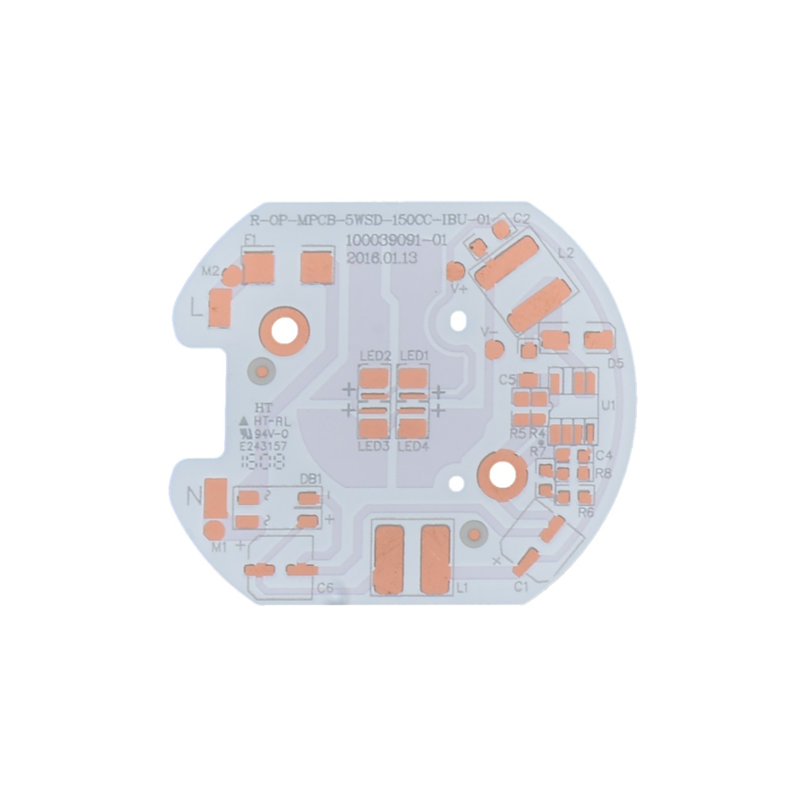 175um OSP Metal Aluminium FR4 Core PCB ISO14001 for LED Light