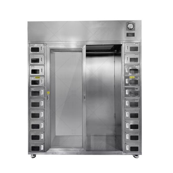 Stainless Steel Cleanroom Garment & Shoe Cabinet | Dual-Zone ISO 14644 | 40