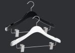 Half White Color Wooden Clothes Hangers With Metal Clips Easily Hanging
