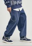 Crocheted Curly Hemmed Men'S Loose Jeans Street Style