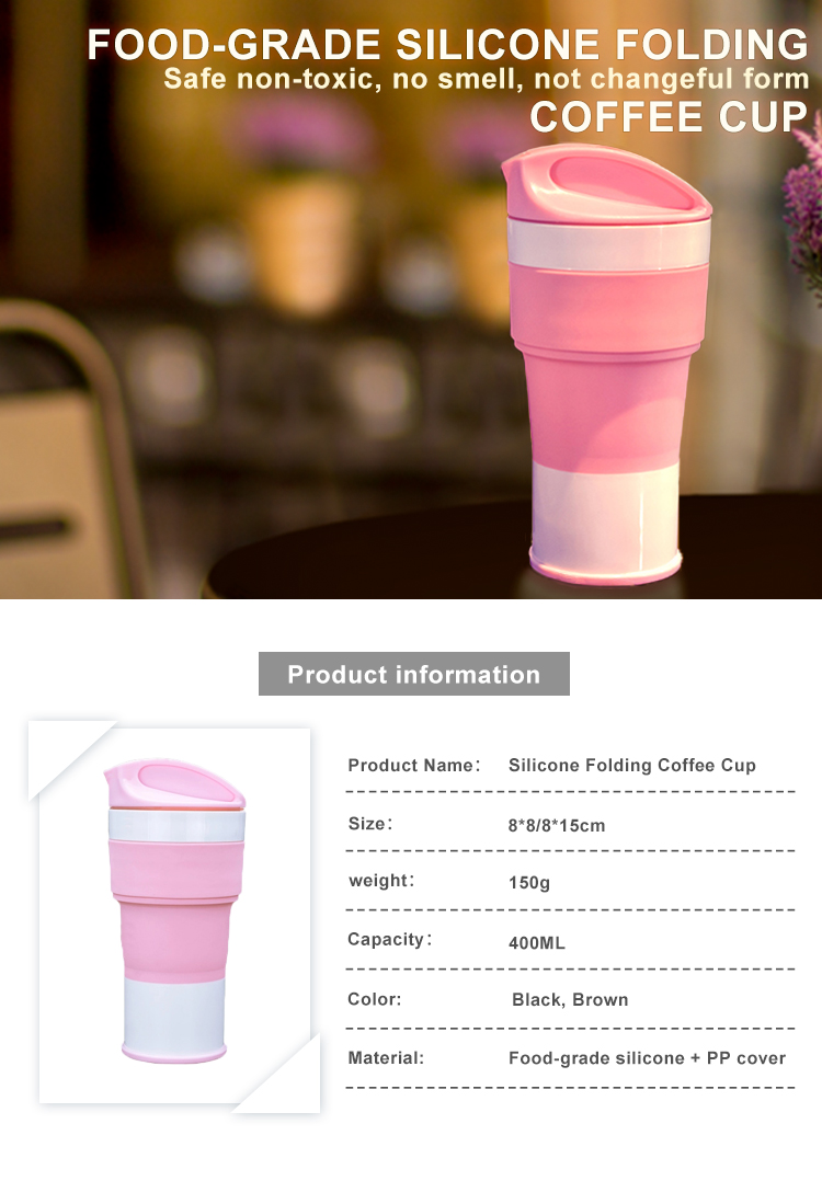 Lightweight Heat Resistant 400ML Silicone Travel Mug