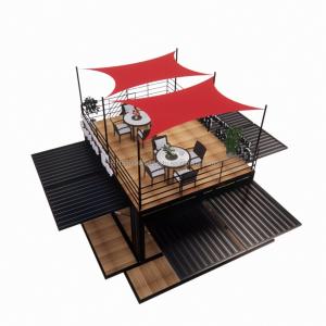 Quality Shop 20ft Park BBQ Container Mobile Portable Assembly Coffee Bar Wooden House with 50/75/100mm Wave Sandwich Panel Walls wholesale