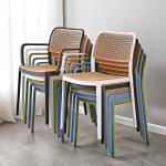 Rattan Restaurant Chair Plastic Stackable PP Plastic Dining Armchair