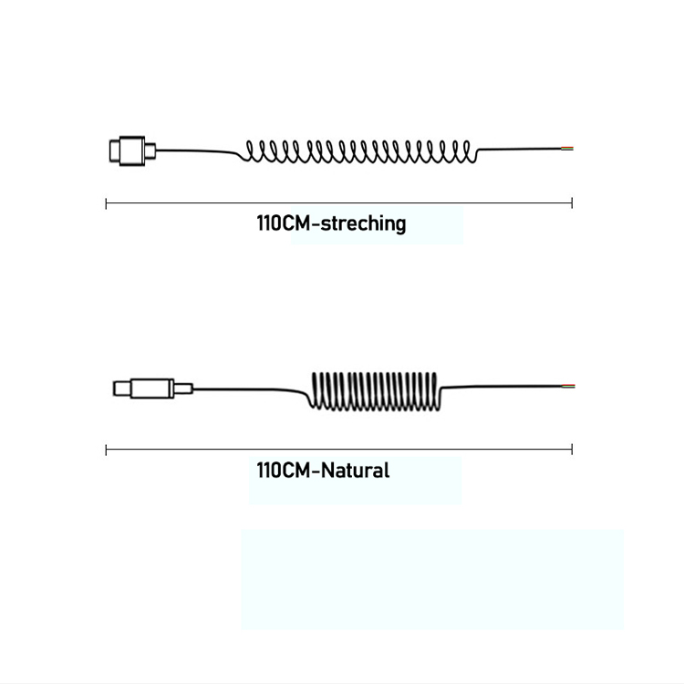 Coiled Spring Wire USB to Open 4 Tinned Bare Wires End Cable