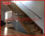 Solid Wood Staircase VK97S Beech Handrail Tread Beech ,Railing tempered glass,