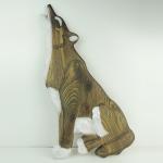 Home Wall Decoration Carved Wooden Bear Statues , Wooden Garden Statues
