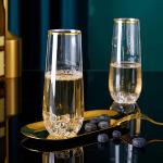 Gold Rim Shatterproof Stemless Wine Glasses 9oz Disposable Champagne Cups