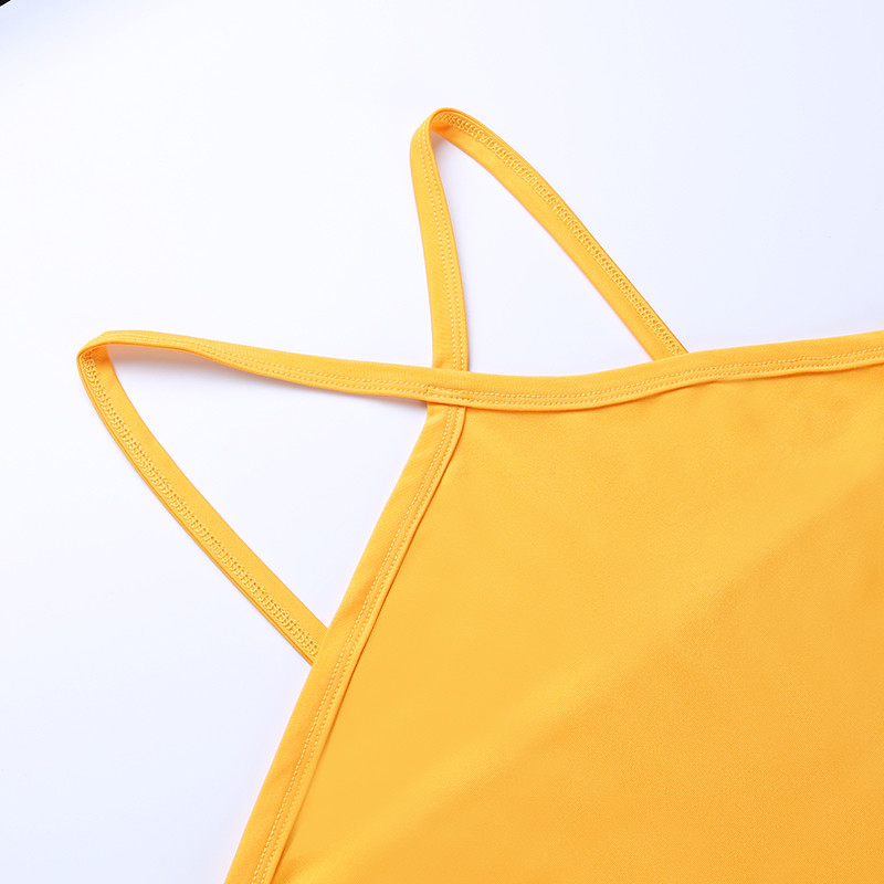 Halter Hollow Women's Summer Vacation Dresses Sleeveless Mid Length