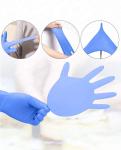 Blue Nitrile Disposable Gloves No Powder 6mm Thickness Extra Long Cuff
