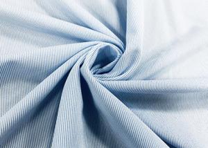 Quality Work 130GSM 100% Polyester Shirt Fabric / Casual Warp Knitted Fabric Blue Stripes wholesale