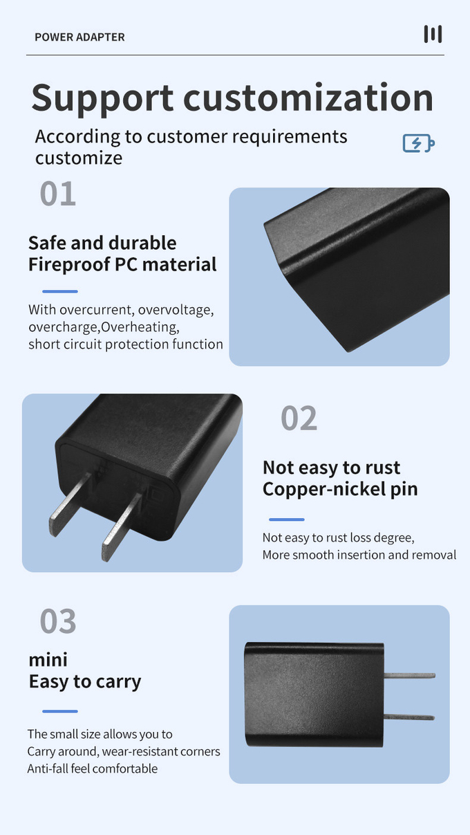 12V 0.5A AC DC Wall Mounted USB Charger With Short Circuit Protection