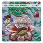 Eco - friendly Cotton Lace Fabric Floral Embroidered With 120cm Width