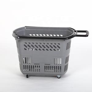 Quality 50L Grocery Cart With Swivel Wheels Rolling Shopping Basket Grey Handle wholesale