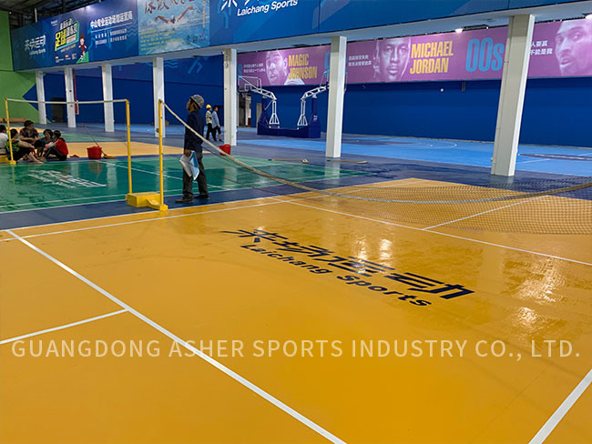 Fadeless PVC Badminton Court Flooring , Synthetic PVC Self Adhesive Floor Tiles