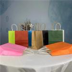 Grocery White Brown Kraft Paper Gift Bag With Handle