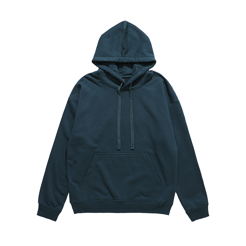 Autumn-Winter Men's Heavy Cotton Hoodie Breathable Pullover with Plain Dyed Technique