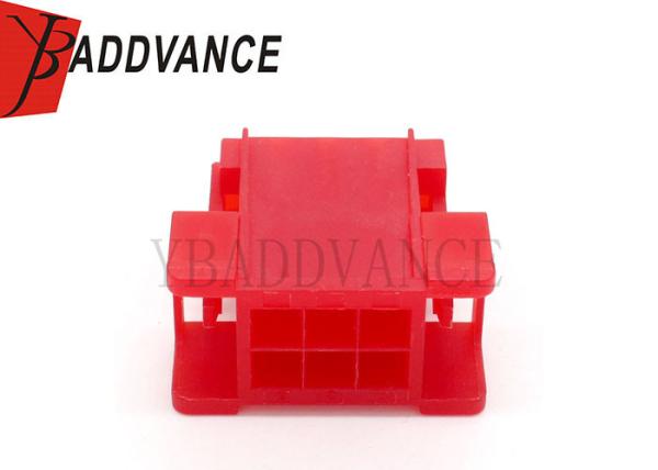 Rectangle Red Tyco AMP Connectors Female 6 Pin Automotive Connector For