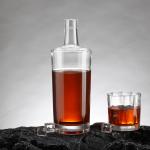Collar Material Glass 700ml 750ml Thick Bottom Glass Whisky Liquor Bottle for