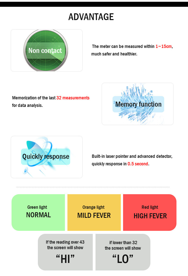 Children Medical Non Contact Forehead Infrared Thermometer High Accuracy