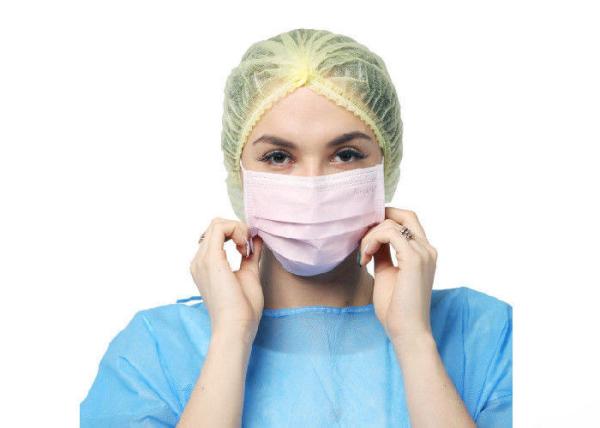Pink Medical Dust Mask / Earloop Procedure Masks Light Weight Size 53 * 38 *