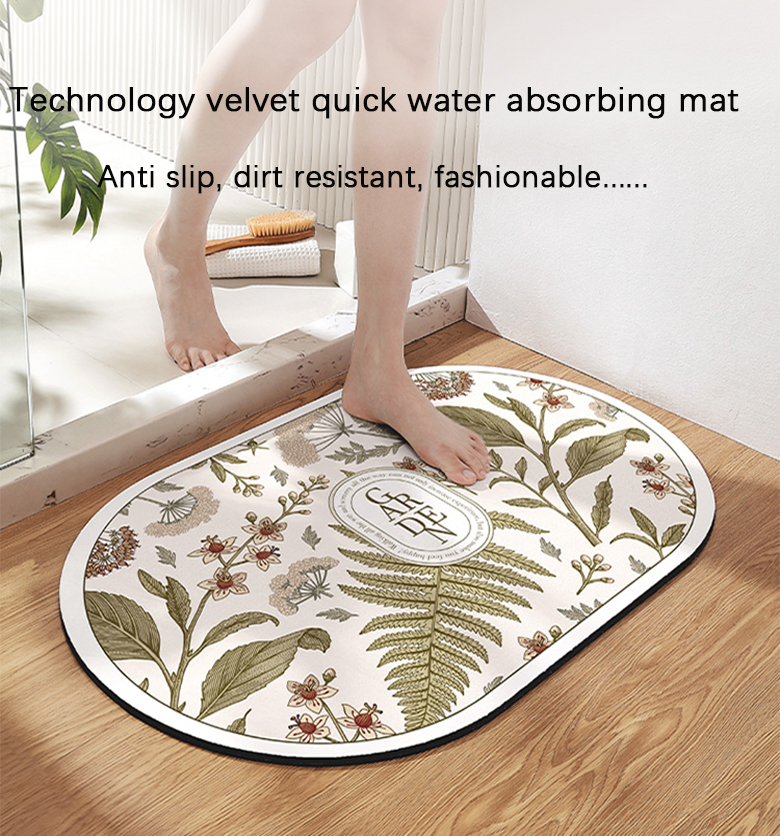 Customized Non Slip Water Absorbent Rugs Bathroom Floor Mat Set with Diatomite Bath Mat