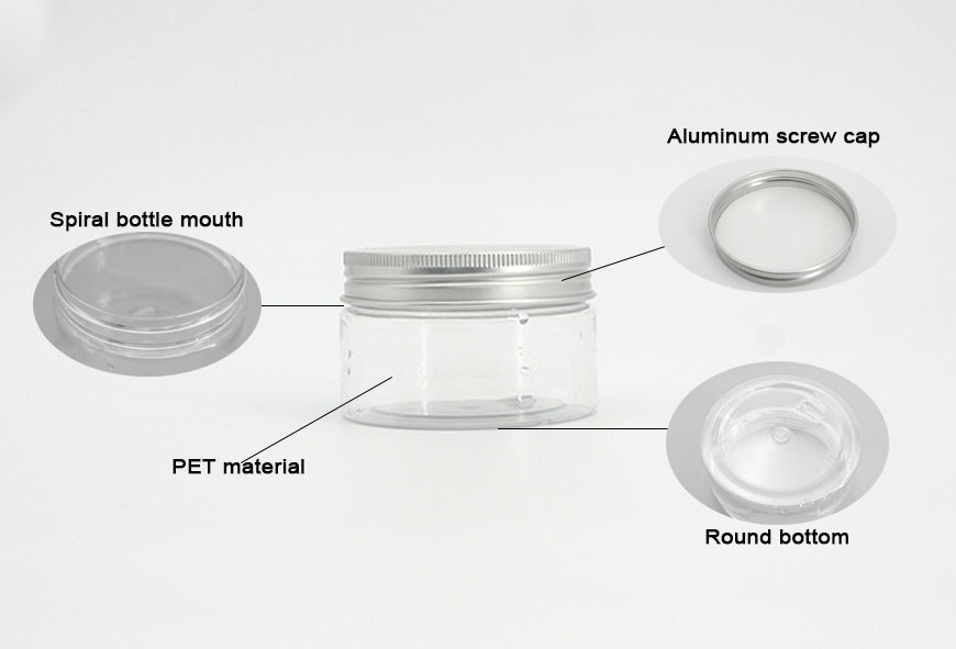 Aluminum Lid 100ml Clear Cosmetic Jars For Hair Spray
