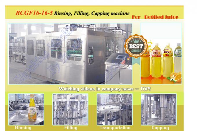 Small Bottled Liquid Orange Juice Filling Machine With 16 Filling / Rinsing Heads 5500 B/H