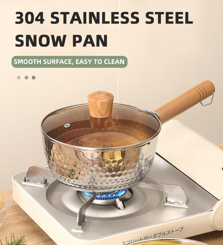 Elegant Hammered Convenient Design Japanese Sauce Pan Traditional With Wood Handle